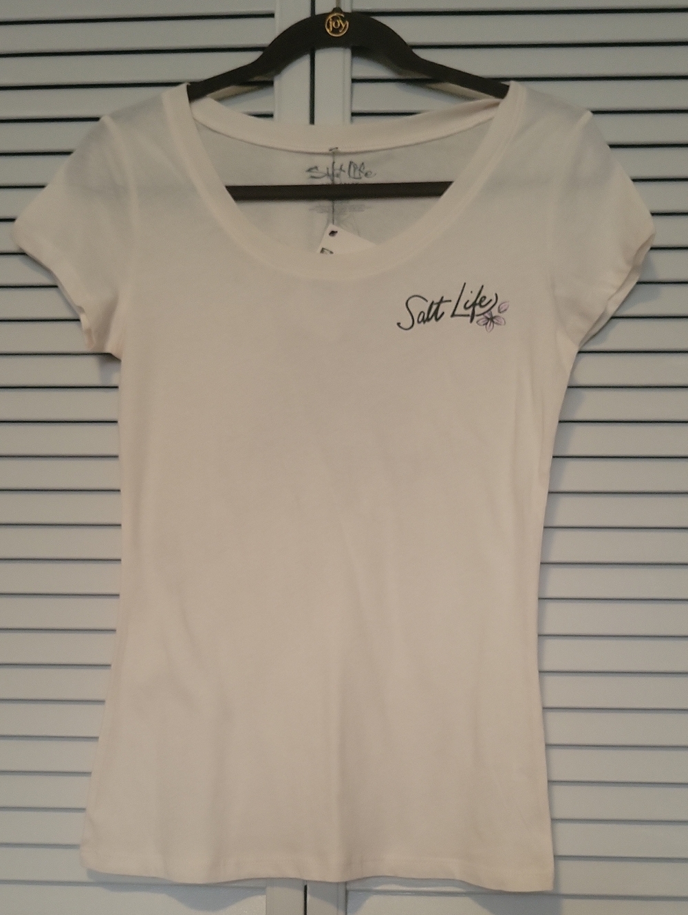 Salt Life Women's White Scoop Neck Tee with Chest Script